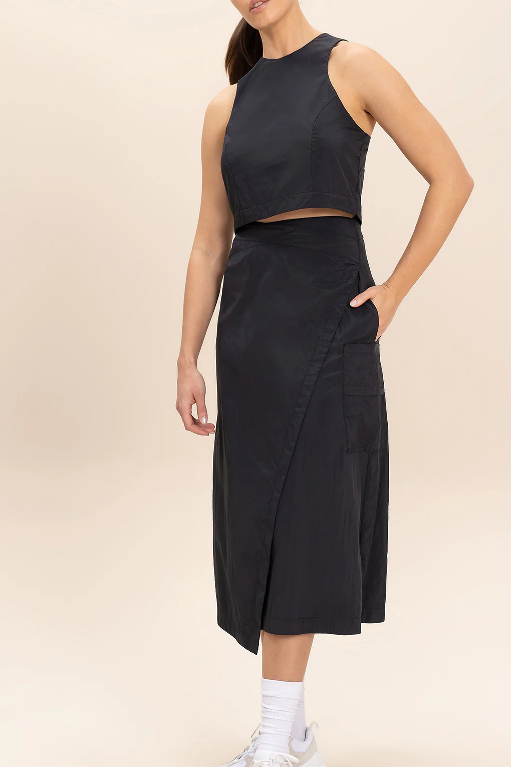 Crop Knot Nylon Net Tank Top - Image 3