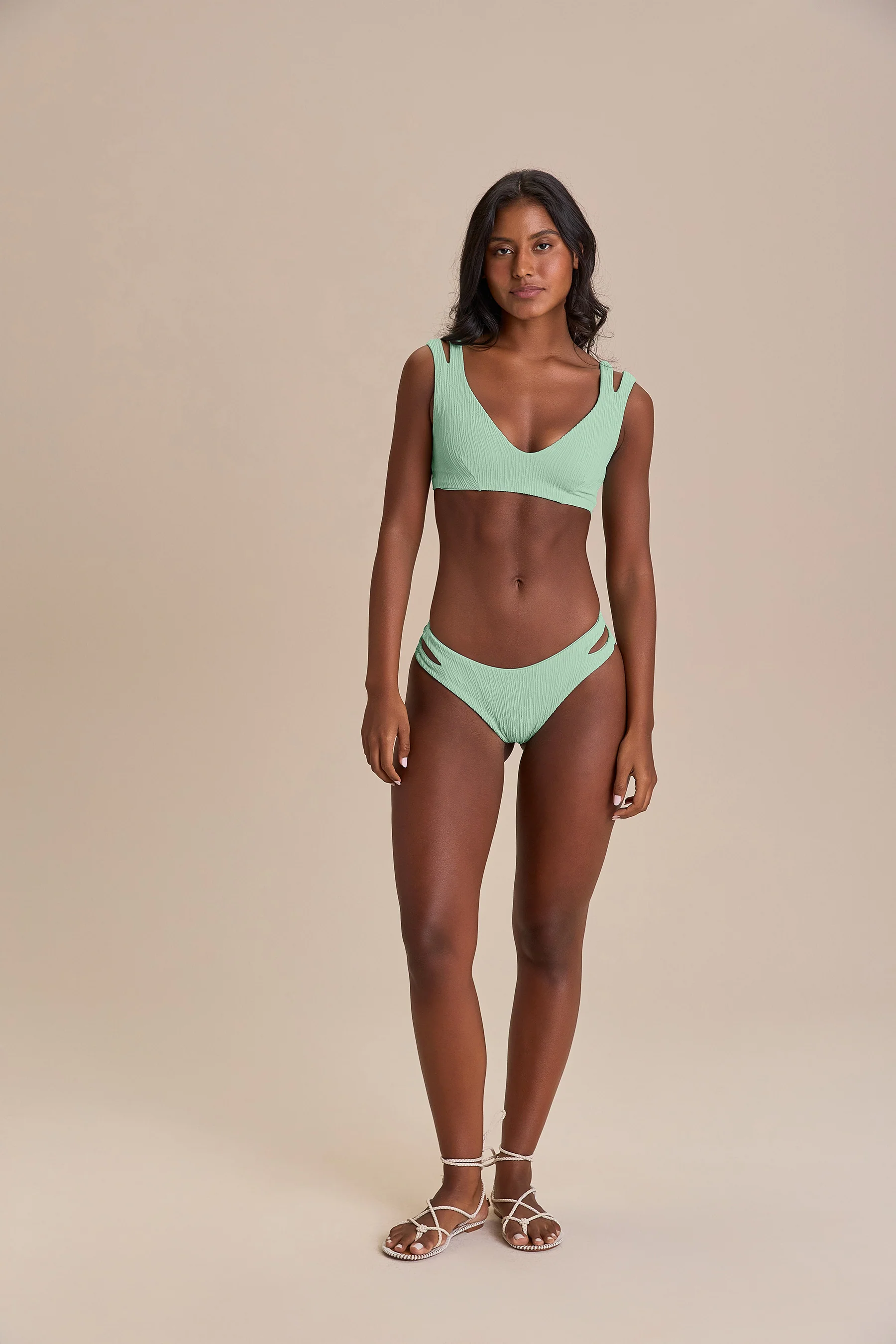 Cut Out Jacquard Curl Bikini Bottom - Image 3