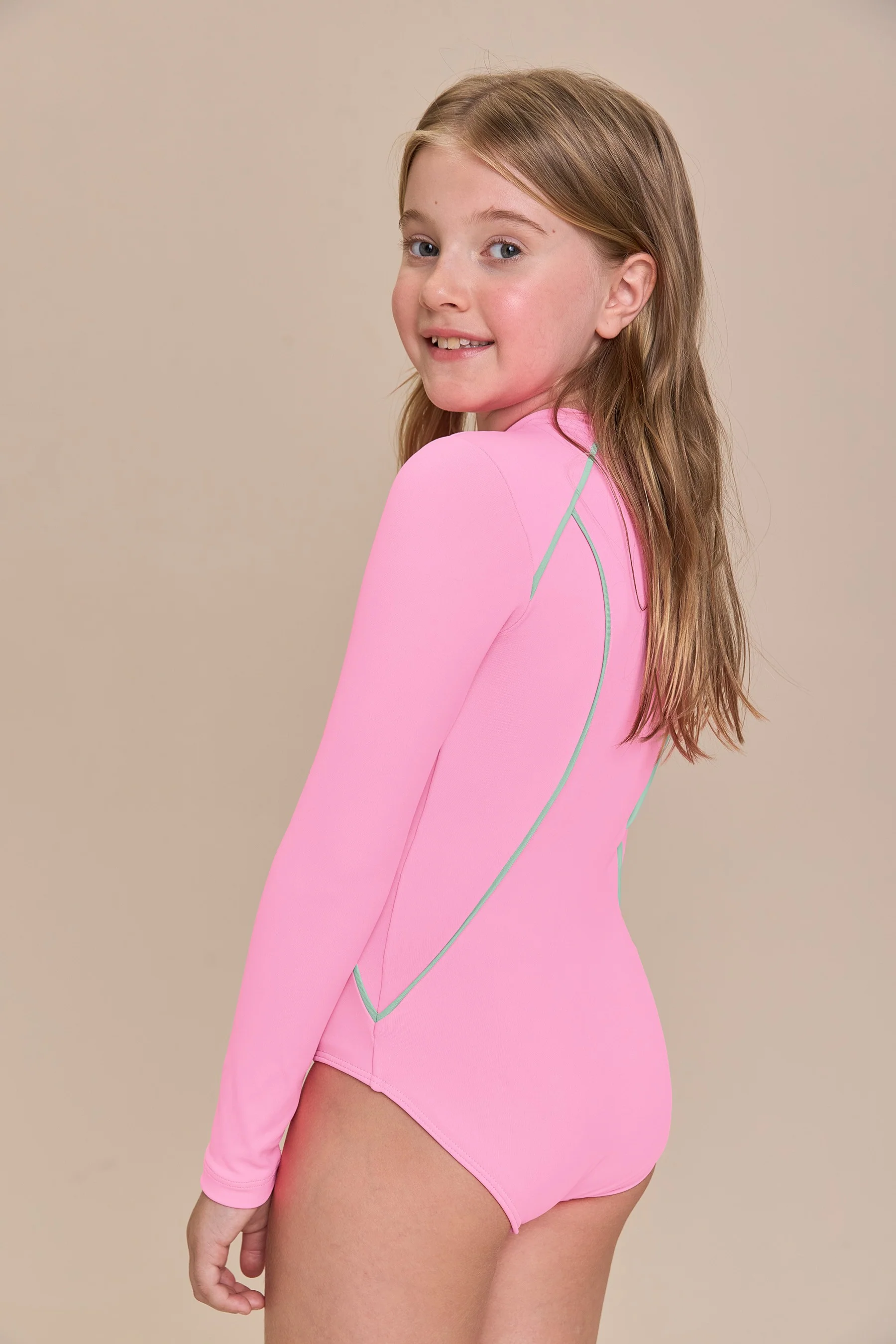 Kids Contrast Piping Swimsuit - Image 3