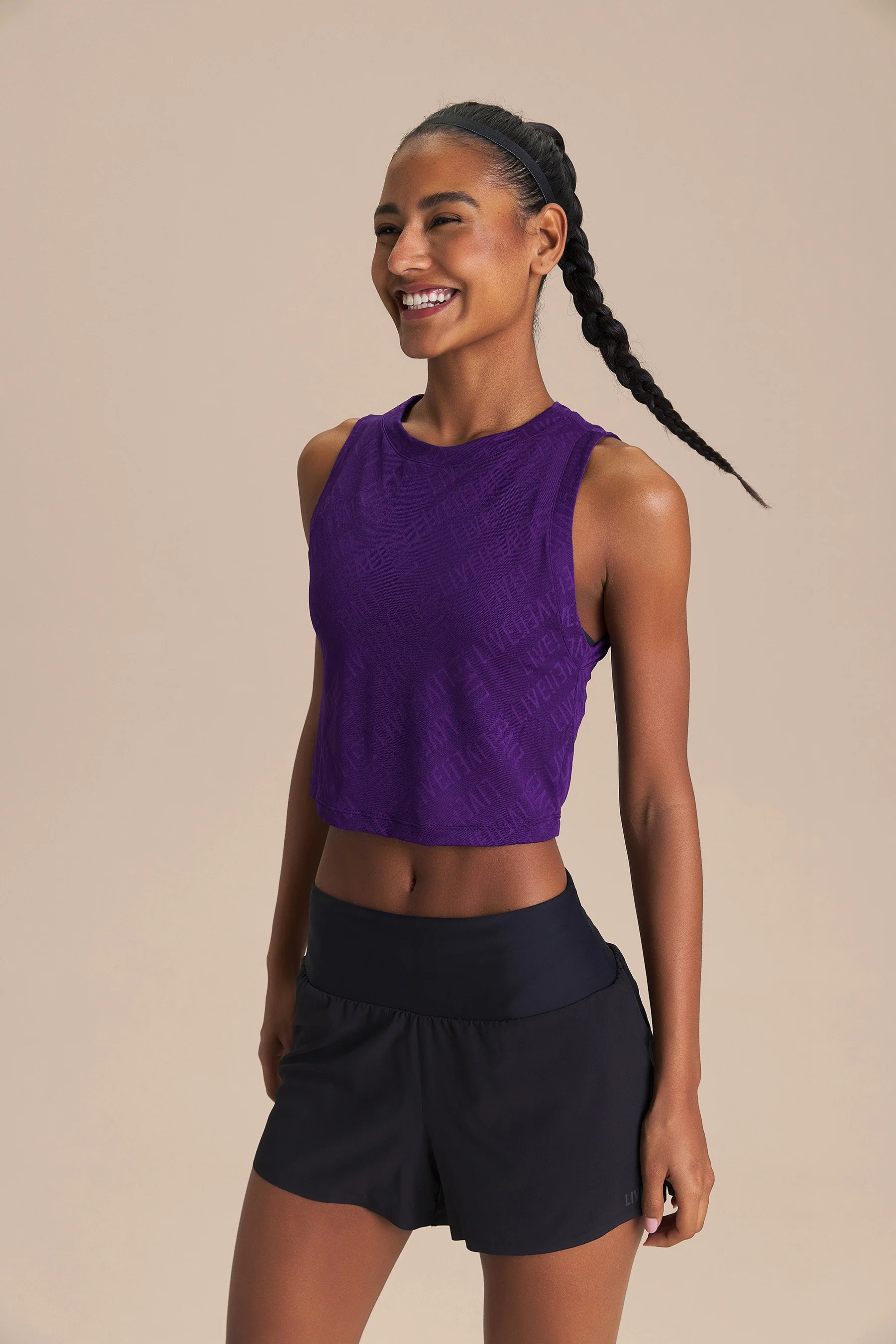 LIVE! Mesh Jacquard Cropped Tank - Image 4