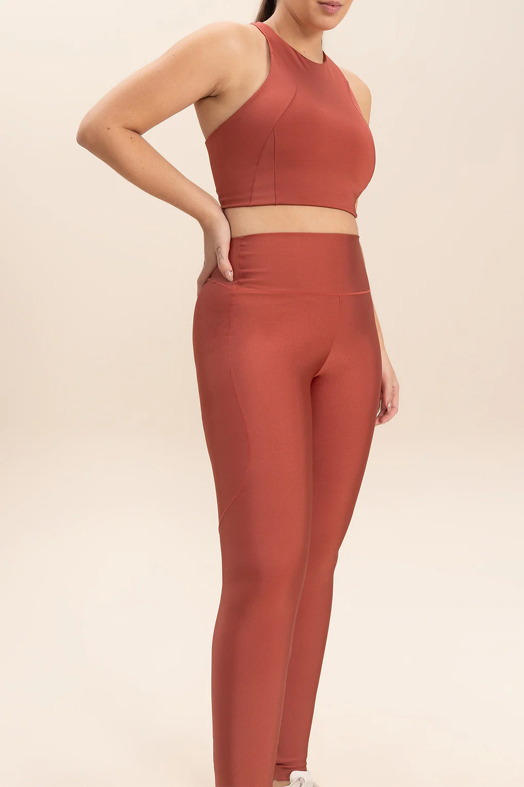 Neoprene Shine Zipper Long Leggings