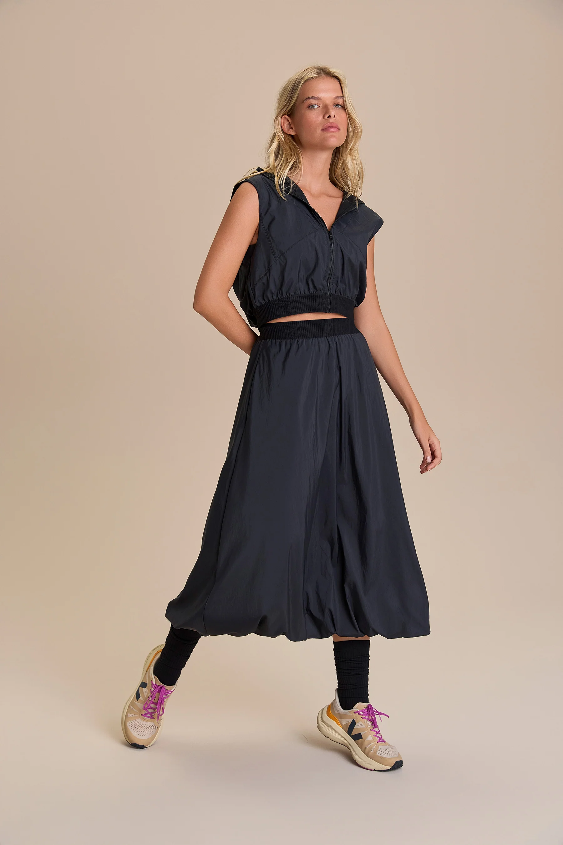 Nylon Net Midi Balloon Skirt - Image 3
