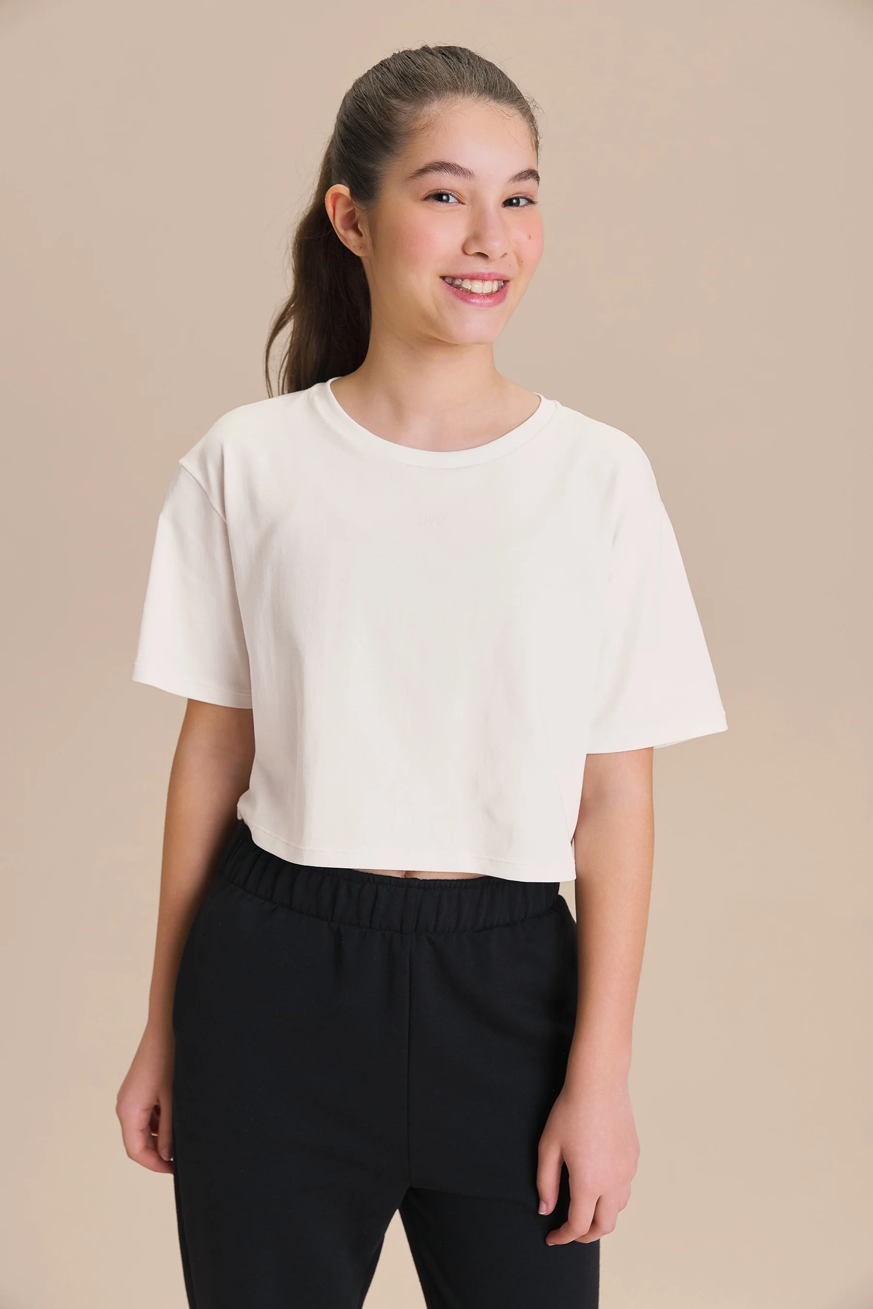 Pima Slim Kids Cropped T-Shirt - Image 2
