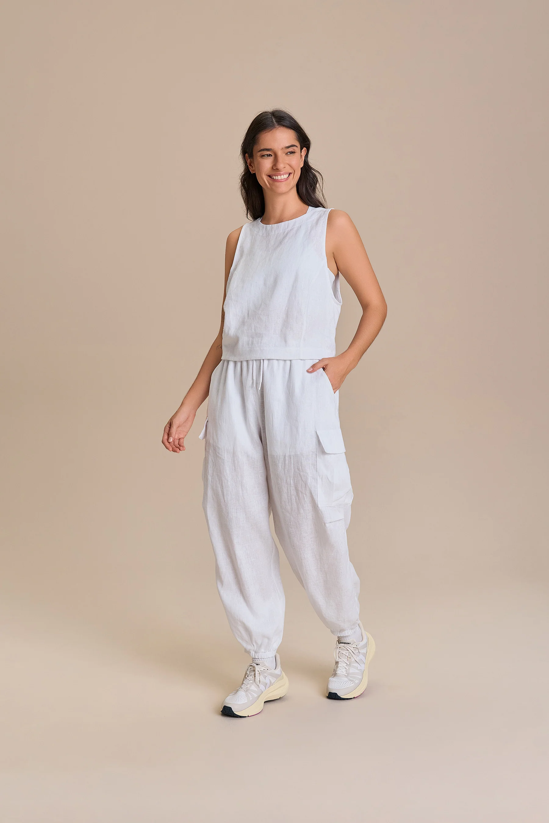 Pure Linen White Tank Top - Image 2