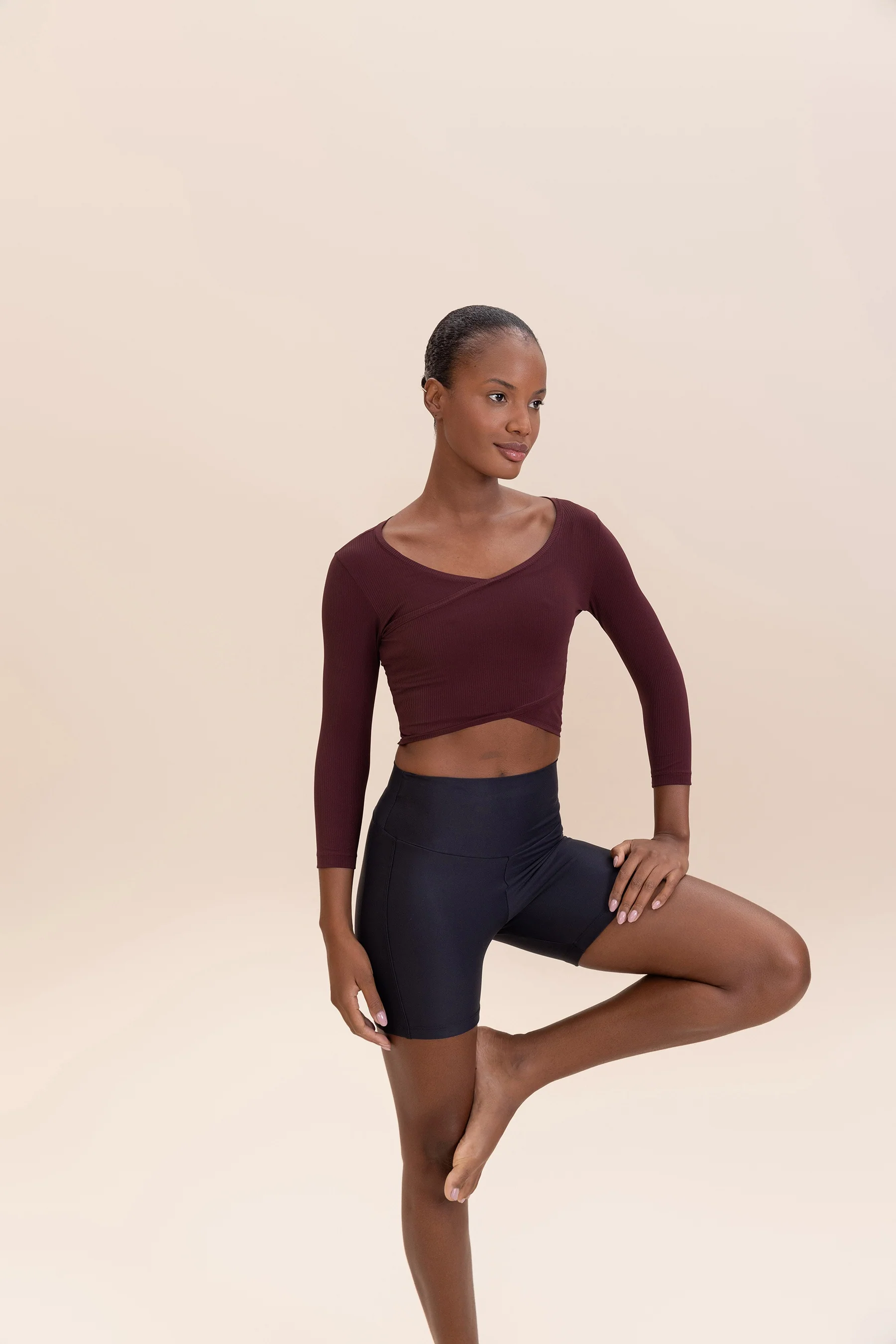 Ribbed Knit Wrap Top