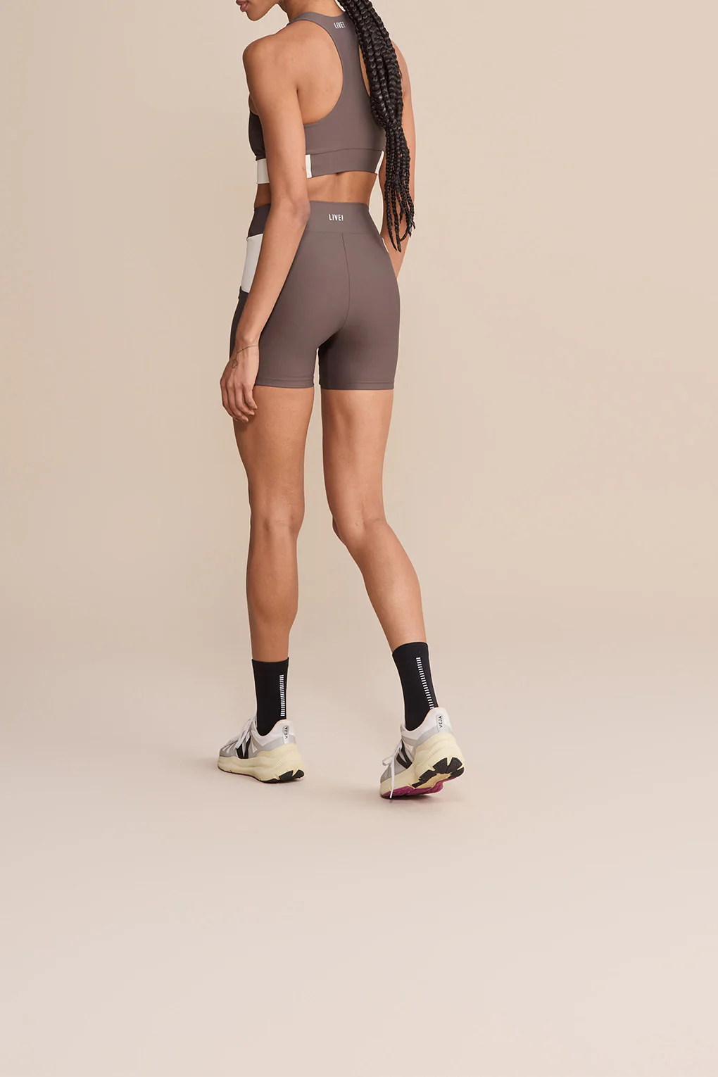 Suede Contrast Racerback Sports Bra - Image 2
